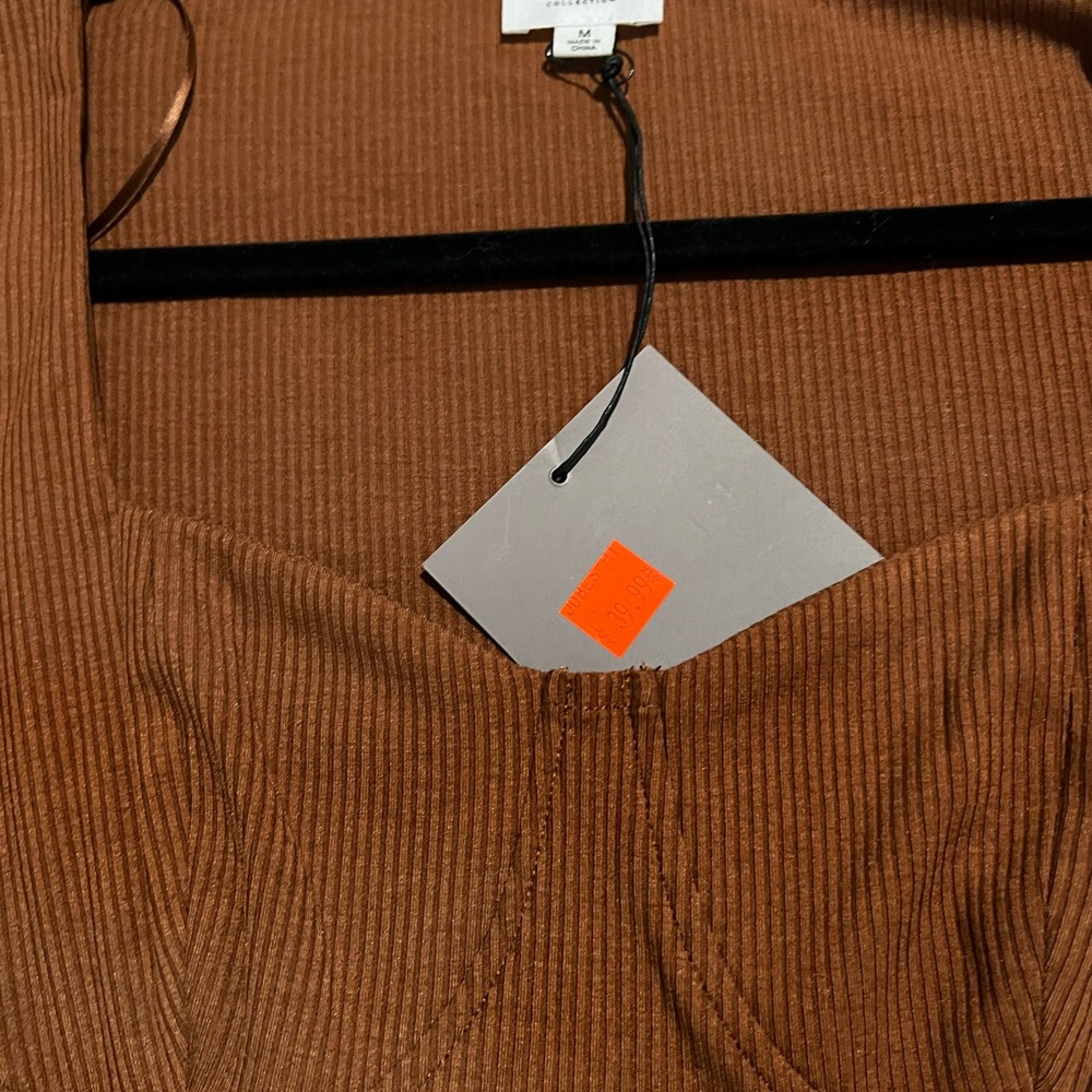 Brown square neck long sleeve body suit